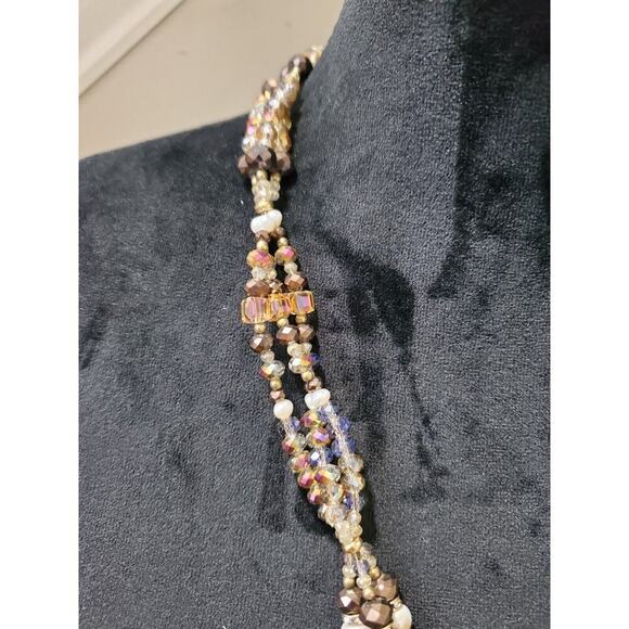 Multicolor Strand Knotted Mixed Beads Fashion Statement Long Necklace - Picture 3 of 7